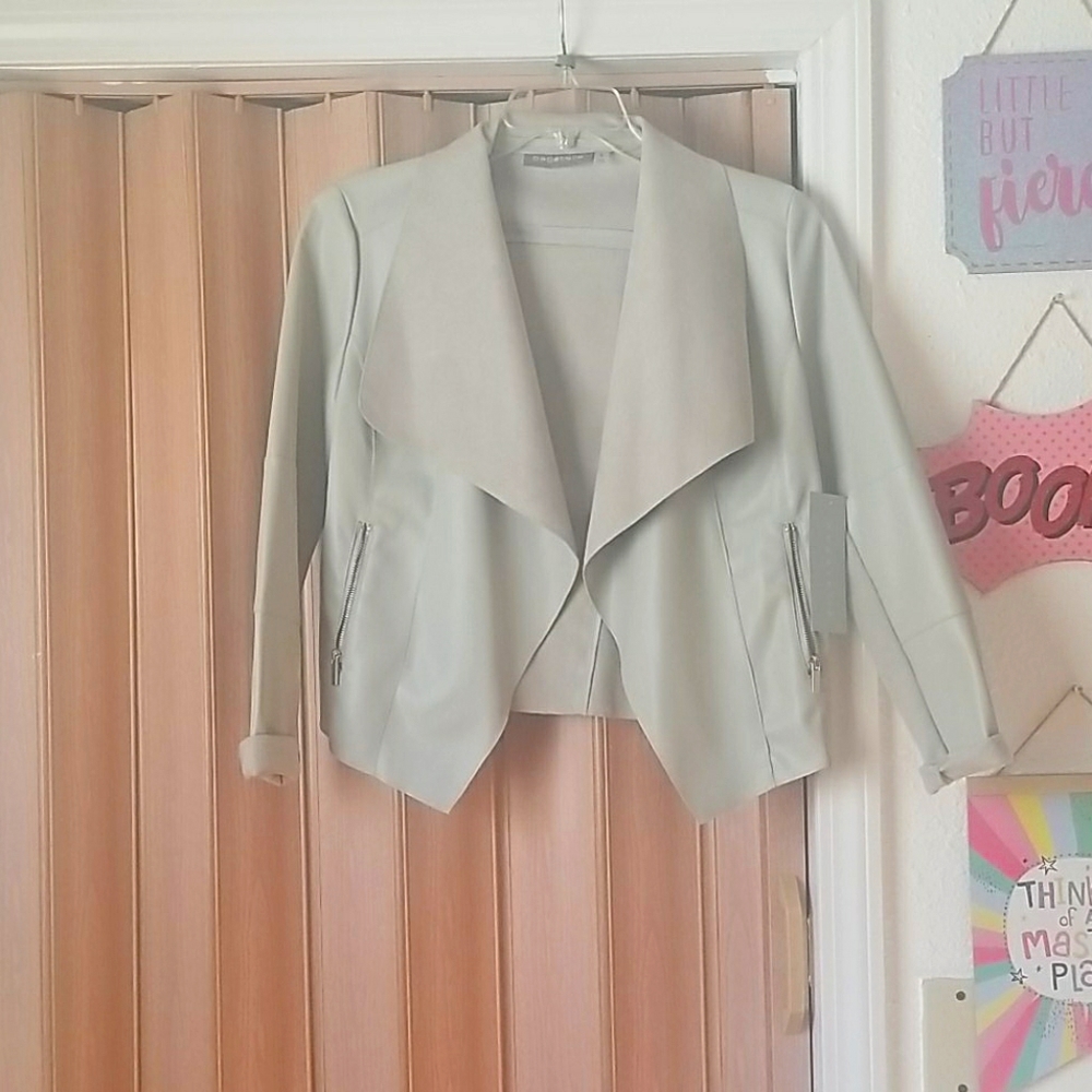 BNWT light gray faux leather jacket..by Bagtelle